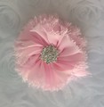 Mini Frayed Edge Chiffon Rhinestone Flower Colour - light Pink p